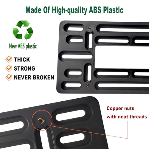 Soporte de aluminio negro para matrícula delantera con adaptador universal de coche Aootf 2