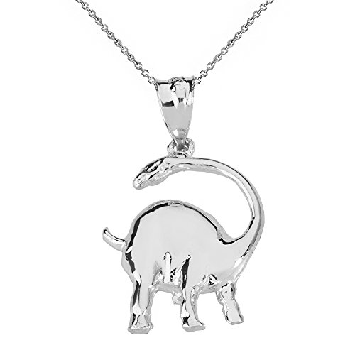 Sterling Silver Brachiosaurus Sauropod Long Neck Dinosaur Pendant Necklace, 18