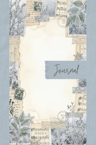 Vintage Winter Frost Junk Journal Pages - 6x9 Blue Snowflake Aesthetic Scrapbooking Paper - 100 Decorative Writing Sheets with Icy Textures, Antique ... Frosty Ephemera - Winter Solstice Stationery
