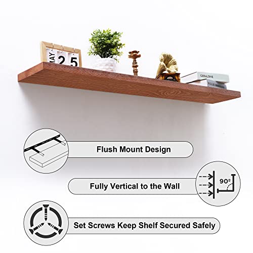 Axeman Floating Shelves, Long Wall Shelves 48 Inch, Rustic Wooden Shelves For Wall, Floating Wall Shelves For Living Room Bedroom Office Honey #TOP4