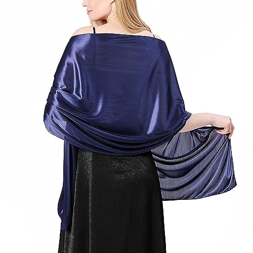 Ladiery Silky Satin Shawls and Wraps for Women Evening Dress, Lightweight Long Bridal Elegant Bright Wedding Stole