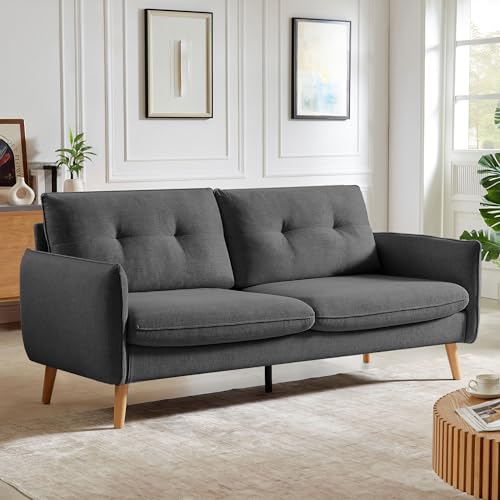 Sicaan Canapé Droit Scandinave 3 Places CHLOÉ en Tissu Gris Foncé – Sofa Rectiligne Moderne et...