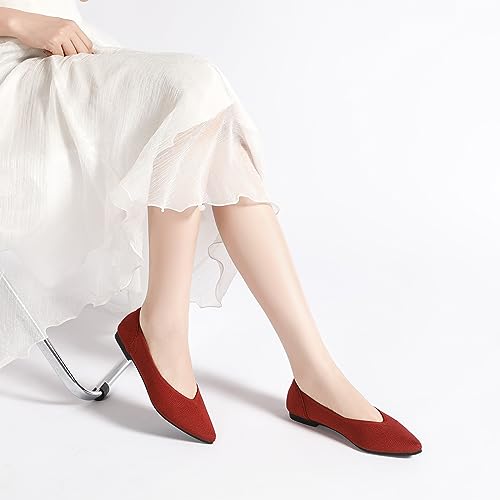 Image of Semwiss Women's Ballet Flats Comfortable Work Dressy Pointed Toe Shoes | Office-ready Comfort: Breathable Knit, Soft Memory Foam, Slip-on Lightweight, Foldable Flats for Business Casual & Formal