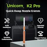 Creality K2 Pro 0,4-mm dysza, część do drukarki 3D, szybkozmienna dysza Unicorn z szyiem z stopu tytanu, miedzi i stali hartowanej dla K2 Pro Combo