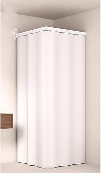Folding Shower Curtain, Wall Mount Water Proof Curtain with Folding Hanging Rod Multi-Function Portable Changing Room, Easy to InstallOff White,172x170cm138-172cm