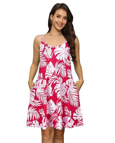 Image of elescat Womens Summer Dresses Spaghetti Strap V Neck Casual Sleeveless Sundress Beach Cover Ups with Pockets 2026
