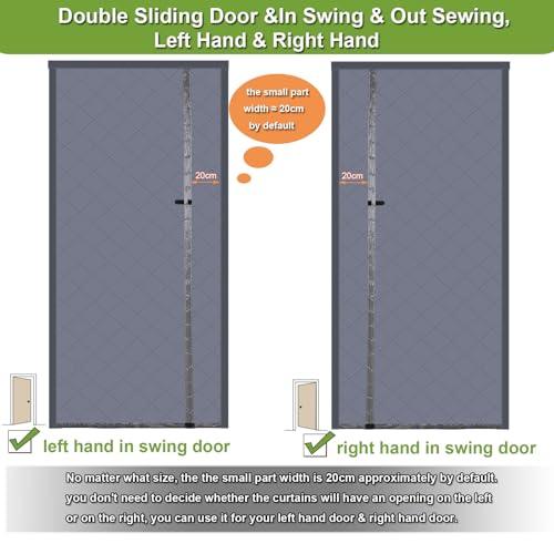 Miniatura 4 de Risareyi Magnética Cortina De Puerta Aislante Termica Frio Y Calor 120x220cm, Gris Aislamiento Cortinas Térmica Para Puerta Exterior Salón Balcón, Apertura Lateral, Impermeable