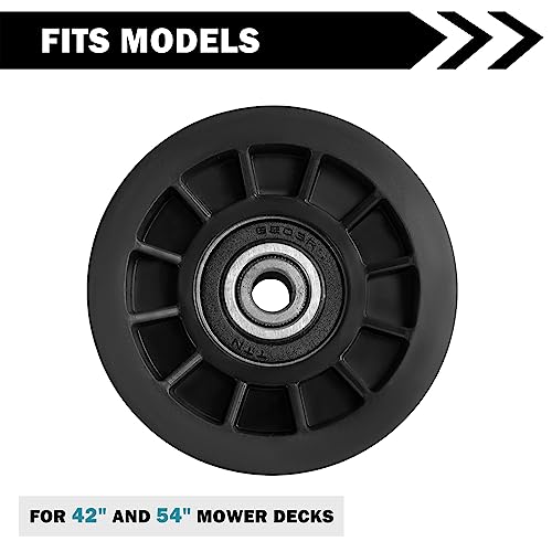 Sutmorly Flat Idler Pulley Replaces for 194327 532-194327 Fit Husqvarna Ariens Poulan Craftsman YT4000 YS4500 Lawn Tractor with 42" 54" Deck 1 Pack - Thumbnail 4