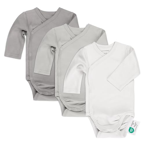 LaLoona baby bedding - LaLoona - Body Bebe à Manches Longues - Lot de 3 Bodies Croisés en Coton Fille et Garçon - Boutons Pression, Testé Oeko-Tex Standard 100 - -20%