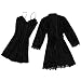 Dasongff Damen Zweiteiliger Schlafanzug Hausanzug Klassische Lange Pyjama V-Ausschnitt Unterwäsche Sexy Nachtwäsche Frauen Spitze Pyjama Set Nachthemd Freizeithaus Bequem Sleepwear Dessous Negligee
