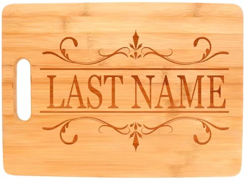 Custom Wedding Gift Couples Custom Text Family Name Personalized Rectangle Shaped Wood Cutting Board