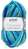 empf. Nadelstärke 8-9 mm Gründl Filzwolle Color 50g (Türkis Grün Blau 38)