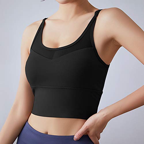 Ajcoflt Sutiã esportivo feminino push-up à prova de choque acolchoado corta-tops com costura regata