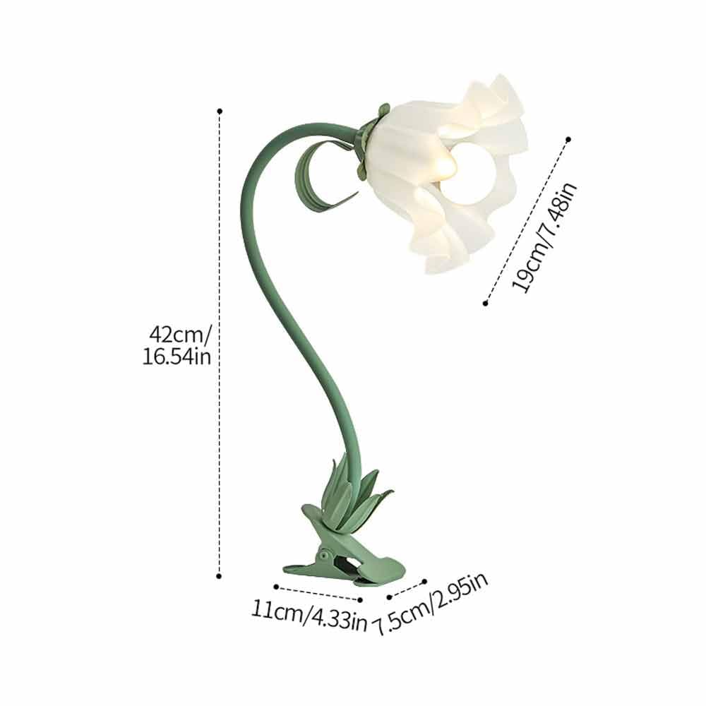 Jadssox Blumen-Tischlampe, Clip-on-Licht, moderne Schreibtisch-Leseleuchte, flexible Schwanenhals-Klemmlampe, florale Arbeitsbeleuchtung, E27, Clip-on-Lampen für Schreibtisch, Klavier, Kopfteil, Schla