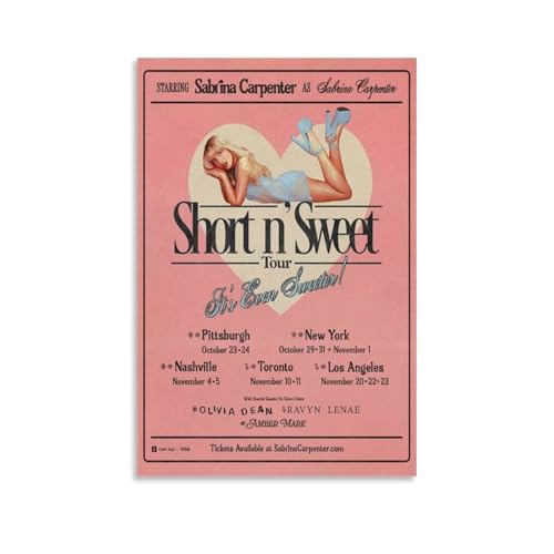 Generisch Sab rina Póster de Carpintero Short N' Sweet Tour para Habitaciones, Arte Estético en Lienzo de Pared Decoración para Dormitorio Póster 30 x 45 cm (30 x 45 cm)