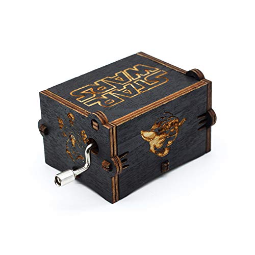 Youtang Mini Size Wooden Music Box Star Wars Hand Crank Musical Box Carved Wooden Music Boxes,Play Star Wars Theme Song,Black #TOP3