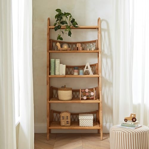 Image of CuddleCo Aria Rattan Nursery Book Shelf, Boho Style
