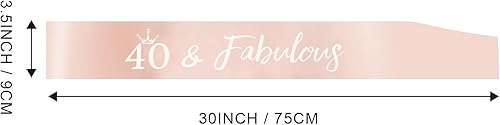 Miniatura 4 de Banda de oro rosa para cumpleaños número 40 con palabras de lámina dorada, fabulosa banda de satén de cumpleaños de 40 cumpleaños, accesorios para