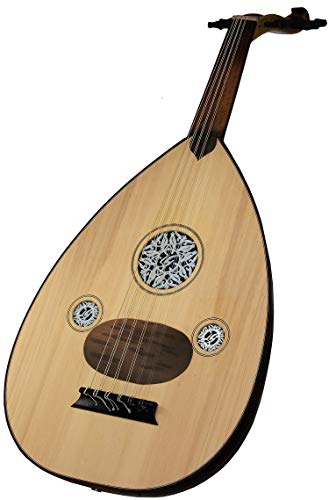 Skywin OUD Wood Musical Instrument - Hand Crafted Turkish Arabic OUD Instrument with Soft Case, 11 Turkish Strings, Picks, and 8' Instrument Cable