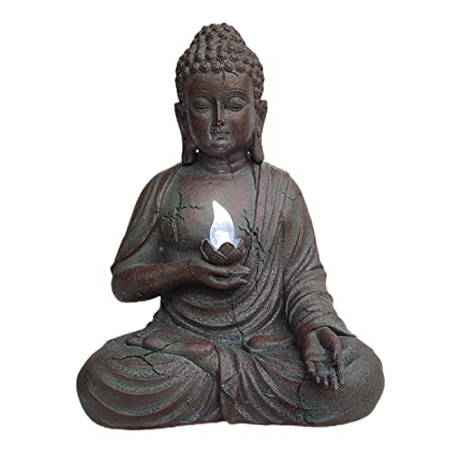 Chrui Solar Outdoor Buddha Statue, 13 Inch Antique Thai Shakyamuni Sitting Statue Resin- Home & Outdoor Decor For Garden, Patio, Deck, Porch - Yard Art Decoration #TOP1