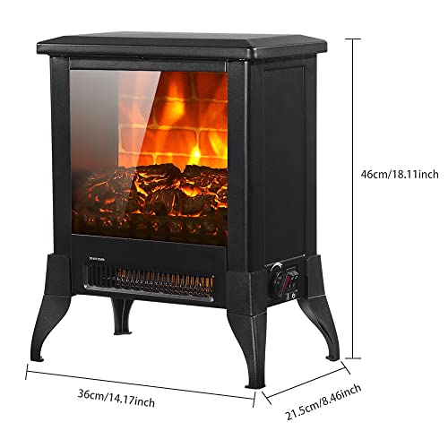 Winado Electric Fireplace, 18” Stove Heater with Realistic Flame, Adjustable Heating Mode, CSA Certified - Overheating Safety Protection for Living Room& Bedroom& Office, 120V 1400W, Black - Image 2