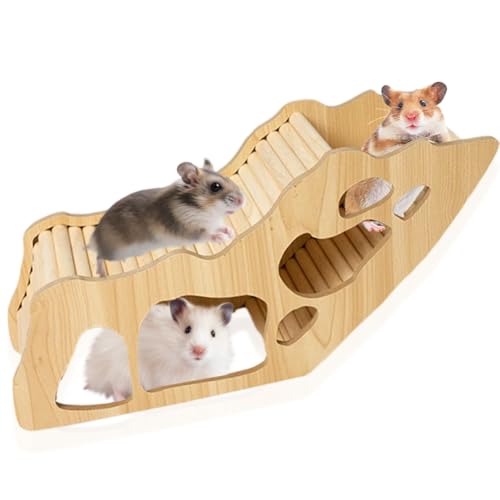 Túnel de hámster con escalera de escalada para hámster, casa de hámster de madera, accesorio para hámster, túnel secreto