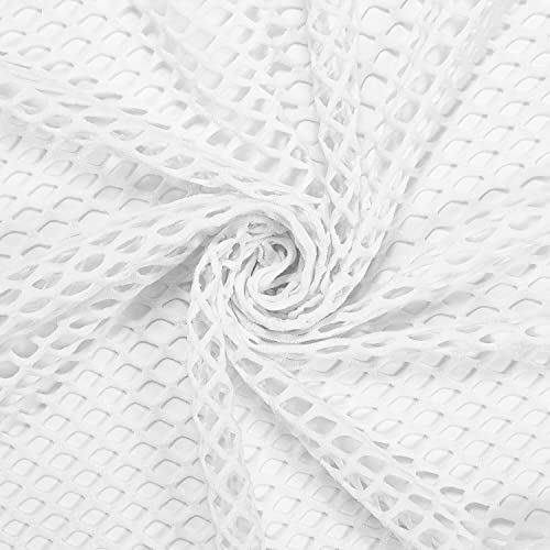 Cabaret Stretch Mesh Fabric Spandex Hole Costume Dance Wear 58" Wide All Color (White)