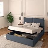 Baldiflex Letto Matrimoniale con Contenitore Modello Licia in Tessuto, Rete a Doghe, per Materassi Matrimoniali 160x190 cm, Testiera Finemente Imbottita, Colore Anthracite