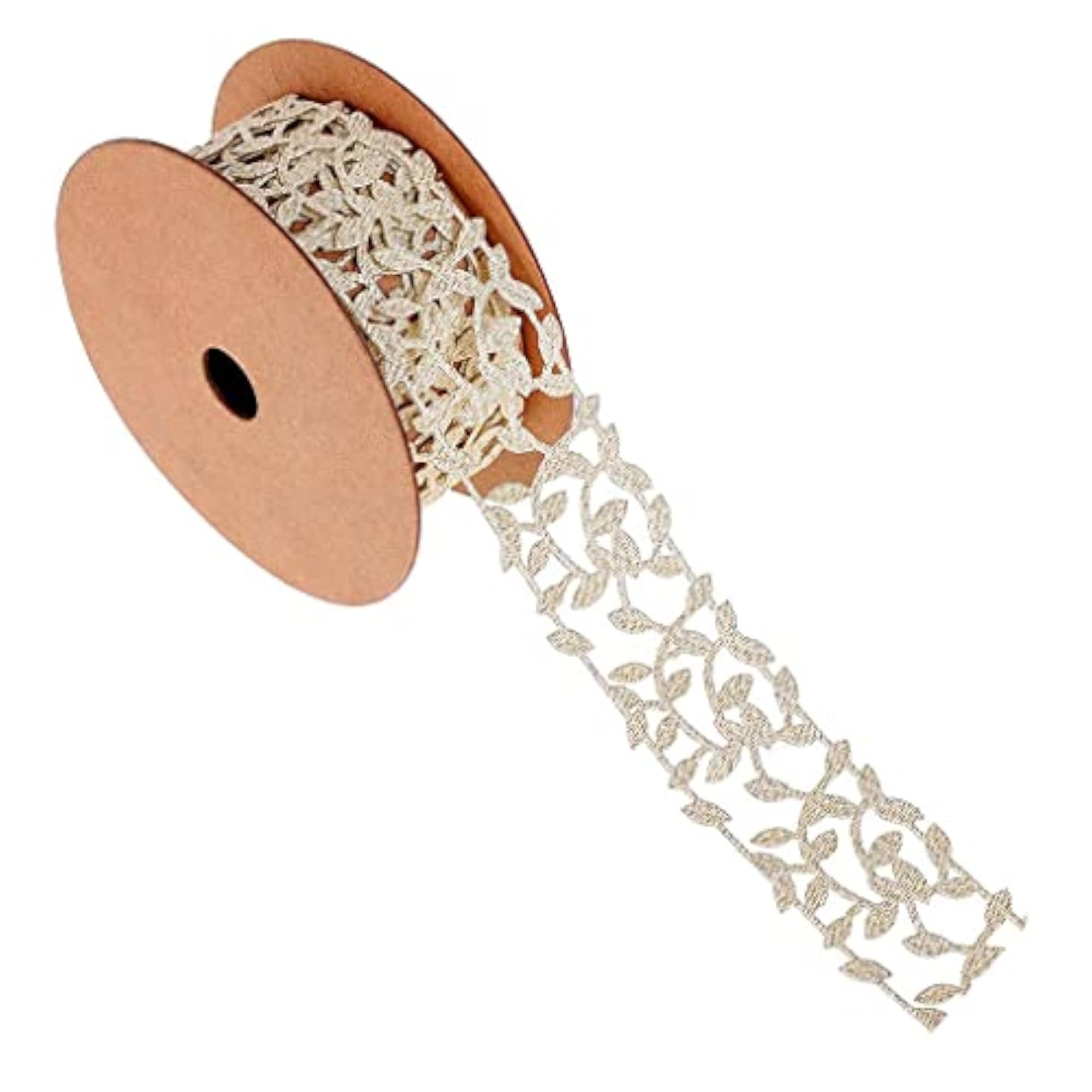1 Meter Hollow Leaf Lace Trim Ribbon Embellishment, Gold