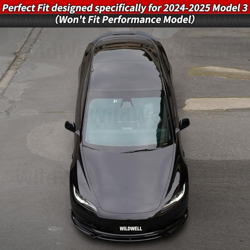WildWell Full Body Kit for 2024-2025 Tesla Model 3 Highland, Rear Spoiler, Rear Diffuser, Front Lip, Side Skirts, Fog Light Trims Model 3 Accessories Carbon Fiber Painted - Thumbnail 4
