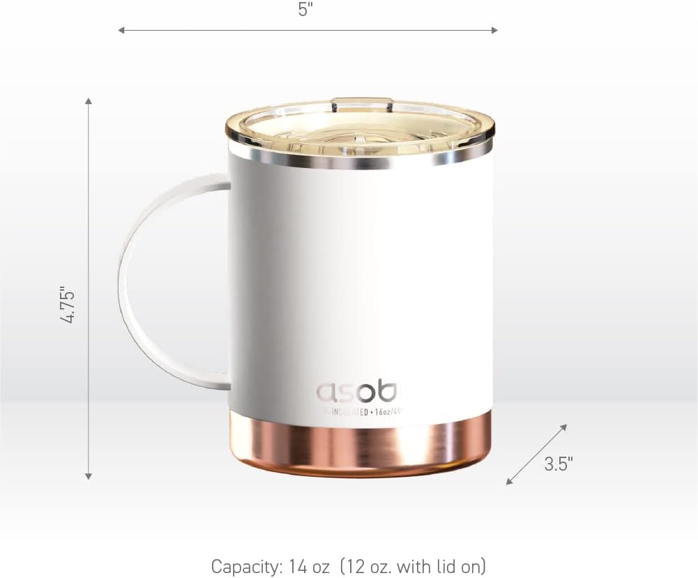asobu Ultimate Ceramic Travel Mug, 12oz Insulated Stainless Steel Coffee Cup with Handle & Splash-Resistant Lid, Ceramic Lined for Pure Taste, BPA-Free, Double-Wall Vacuum for Hot Drinks - Image 7
