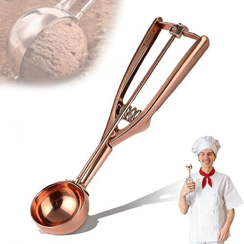 ZYHUI Ice Cream Scoop 304 Stainless Steel Cookie Scoops for Baking Melon Baller with Easy Trigger 3 Sizes (Rose Gold, S)