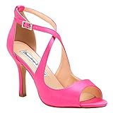 black satin heels uk Hot Pink Riemchensandalen für Damen High Heels