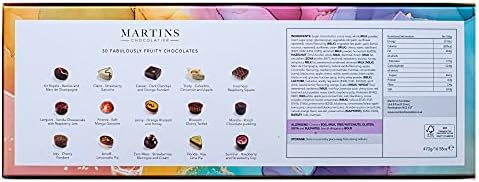 Martins Chocolatier Fabulously Fruity Collection | Luxury Handmade Chocolate Box | 30 Belgian Chocolates, 15 Assorted Flavours | Ideal Present for Birthdays & Anniversary (470g)
