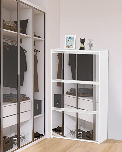 Hopubuy Shoe Cabinet With Mirror, Narrow Shoe Storage Cabinet For Entryway, Wood Slim Shoe Rack 3 Tier Shoe Organizer For Home And Apartment, White #TOP1