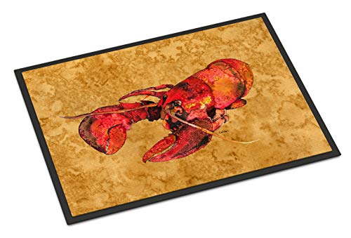 Caroline's Treasures 8715MAT Lobster Doormat 18x27 Front Door Mat Indoor Outdoor Rugs for Entryway, Non Slip Washable Low Pile, 18H X 27W
