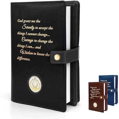 Double AA Big Book Cover & 12 Steps & 12 Traditions | by Galileo | Perfect Gift | Alcoholics Anonymous (Snap Button Closing/Black)