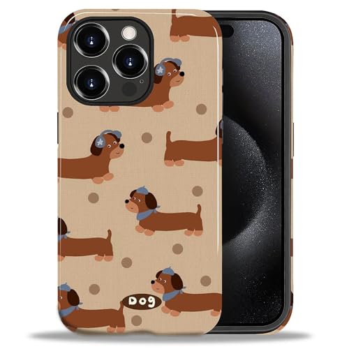 Goodsprout for iPhone 13 Pro Max Case,Hybrid 2-Layer Hard Shell + Silicone Protective Case -Resistant Shockproof- Brown Maillard Color Earphone Dog