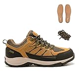 CKKM Men's Waterproof Hiking Shoes Lightweight Non-Slip Low-Cut Trekking Hiking Sneakers Outdoor Backpacking Camping Climbing Shoes for Men-Brown (Free Extra Insoles & Shoe-Laces Included)