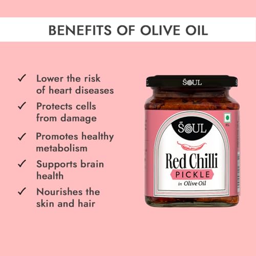 Image of ADF Soul Spicy red chilli pickle made in 100% Olive Oil | Hot, hearty and handcrafted | 265g