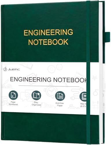 JUBTIC Engineering Notebook for Project Organization - Engineering Graph Paper Notebook Lab Notebook Composition Notebook - Stay Organized and Productive - (8.5" x 11",Dark Green)