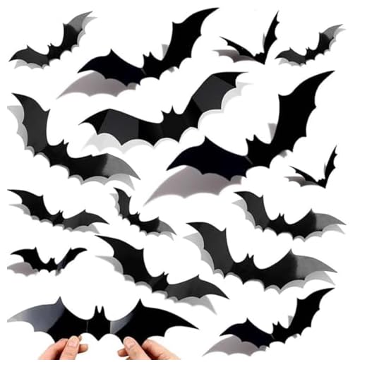 60 PCS Pegatinas de Pared de Murciélago, Halloween 3D Murciélagos Pegatinas Decoraciones, para Windows, Pared, Puerta de casa, Exterior, Interior, Bricolaje, Suministros para Fiestas de Halloween