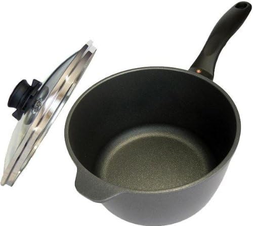 Swiss DiamondNon Stick Saucepan with Glass Lid Cast Aluminium Grey Black 20 cm