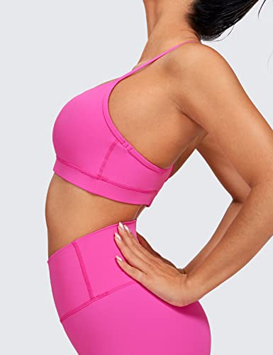 Image of CRZ YOGA Y Back Womens Sports Bra - Padded Racerback Spaghetti Thin Strap Low Impact Workout Sexy Low Cut Yoga Bra