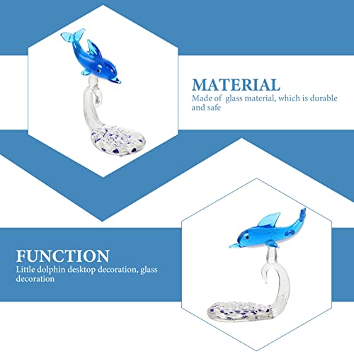 Garneck Home Decor Home Decor Blue Glass Dolphin Figurines Crystal Dolphin Statue Coastal Blown Galss Paperweight Sea Animal Ornament Nautical Home Office Decoration Front Door Decor Car Decorations #TOP7