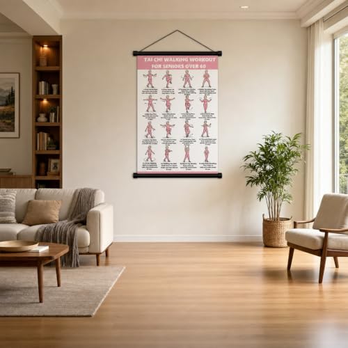 Bowulatao Tai Chi Walking Workout Poster for Seniors Over 60 – Waterproof Canvas with Hanging Rod (24"x17") by Bowulatao - Used condition - Image 2