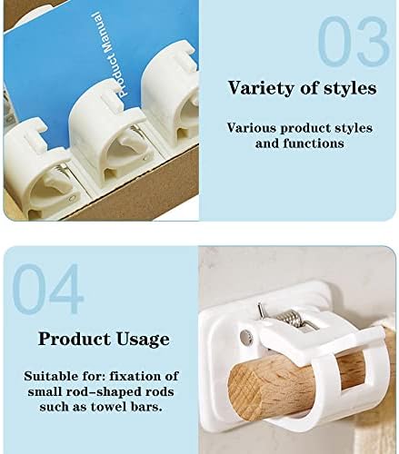 Feliciay 8pcs Self Adhesive Curtain Rod Bracket, Drapery Hook Holders, No Drill Curtain Rod Brackets, Fixing Rod Holder, Curtain Pole Wall Brackets Towel Rod For Hanging Net Curtain, Voile, Coat