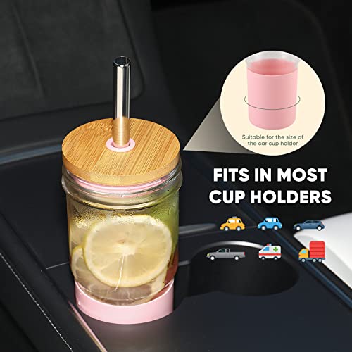 4 Pack Glass Cups With Lids And Straws, 22Oz Mason Jar Glass Tumbler, Smoothie Cup With Silicone Sleeve, Reusable Boba Cup, Modern Cute Iced Coffee Cup, Drinking Glasses For Tea, Juice, Soda, Cocktail #TOP5