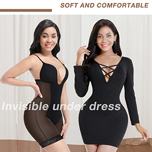 Lover-Beauty Women U Plunge Shapewear Backless Bodysuit Faja Tummy Control Body Shaper Butt Lifter Short Black S #TOP4