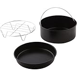 Simple Living XL & XXL Air Fryer 3 Piece Accessory Set - Compatibile with 4QT, 5QT, 6QT & 7QT XL Air Fryers. Dishwasher Safe. FDA COMPLIANT & BPA FREE
